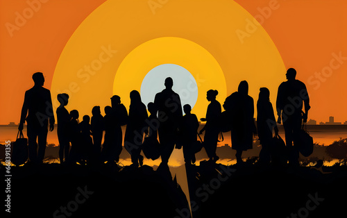 Photo International migrants day concept Silhouettes background  World Refugee Day photo