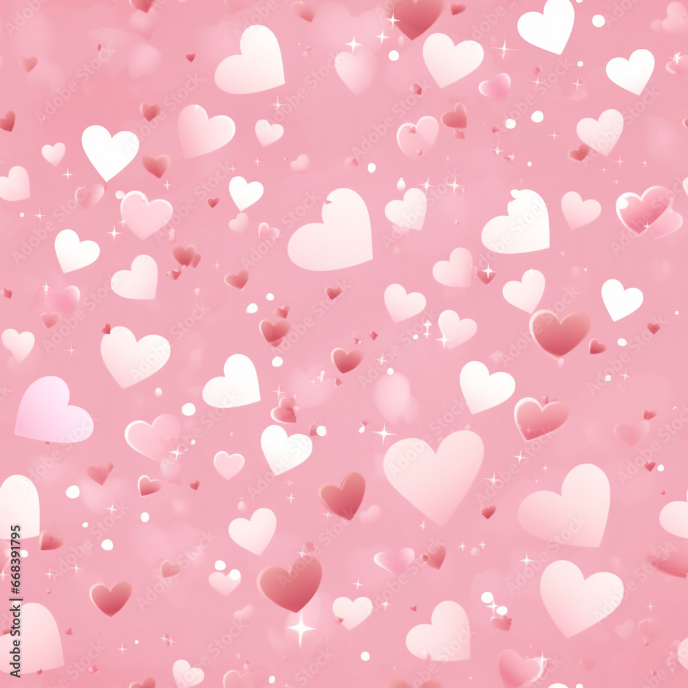 pink shining hearts on pink seamless pattern. High quality photo