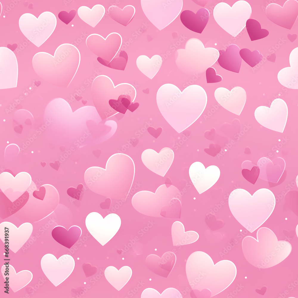 pink shining hearts on pink seamless pattern. High quality photo