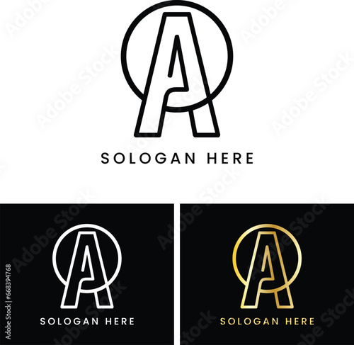 Creative A logo concept design gold vector.