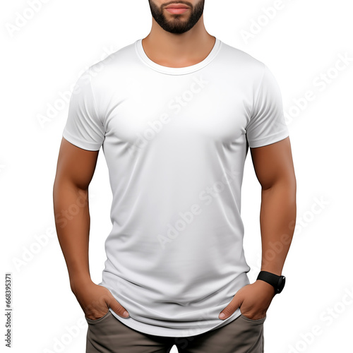 male model wearing a blank t-shirt