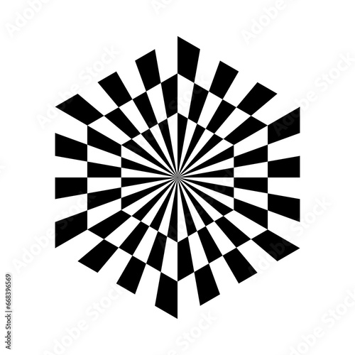 Black Abstract Hexagon Shaped Optical Illusion Icon