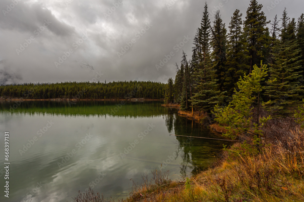 Herbert Lake in autumn. Banff National Park, Canada