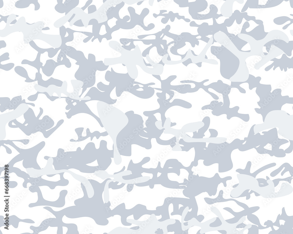 Urban Camo Print. Repeat Abstract Background. Gray Hunter Pattern. Winter Camouflage. Military Vector Camoflage. Woodland Camo Print. Army Snow Grunge. Modern Blue Texture. Winter Seamless Paint.