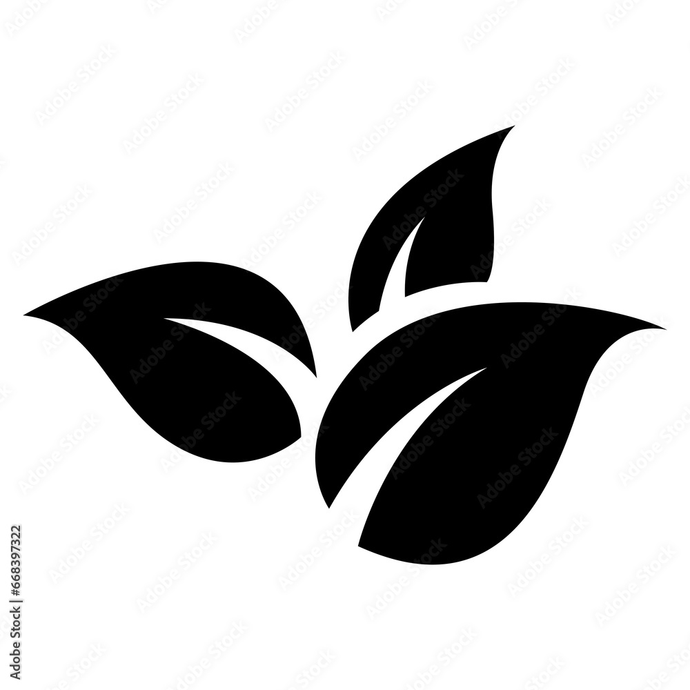 Black Abstract Simplistic 3 Thick Leaves Icon Black Abstract Simplistic 3 Thick Leaves Icon
