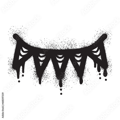 Bunting flag graffiti with black spray paint
