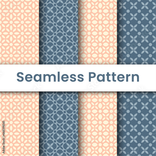 Collection of geometric seamless patterns of floral models for wall decoration, wallpaper, bedspreads and fabrics