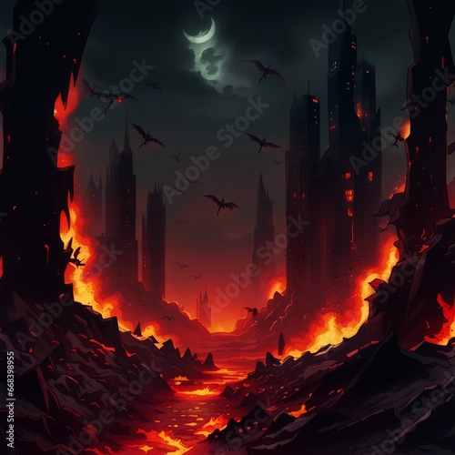 hellscape illustration background