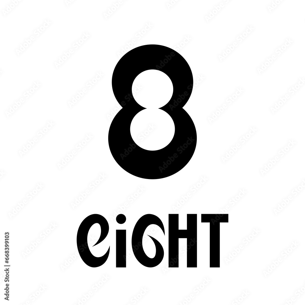 Black Symbol for Number 8 on a White Background - Icon 5 Black Symbol for Number 8 on a White Background - Icon 5