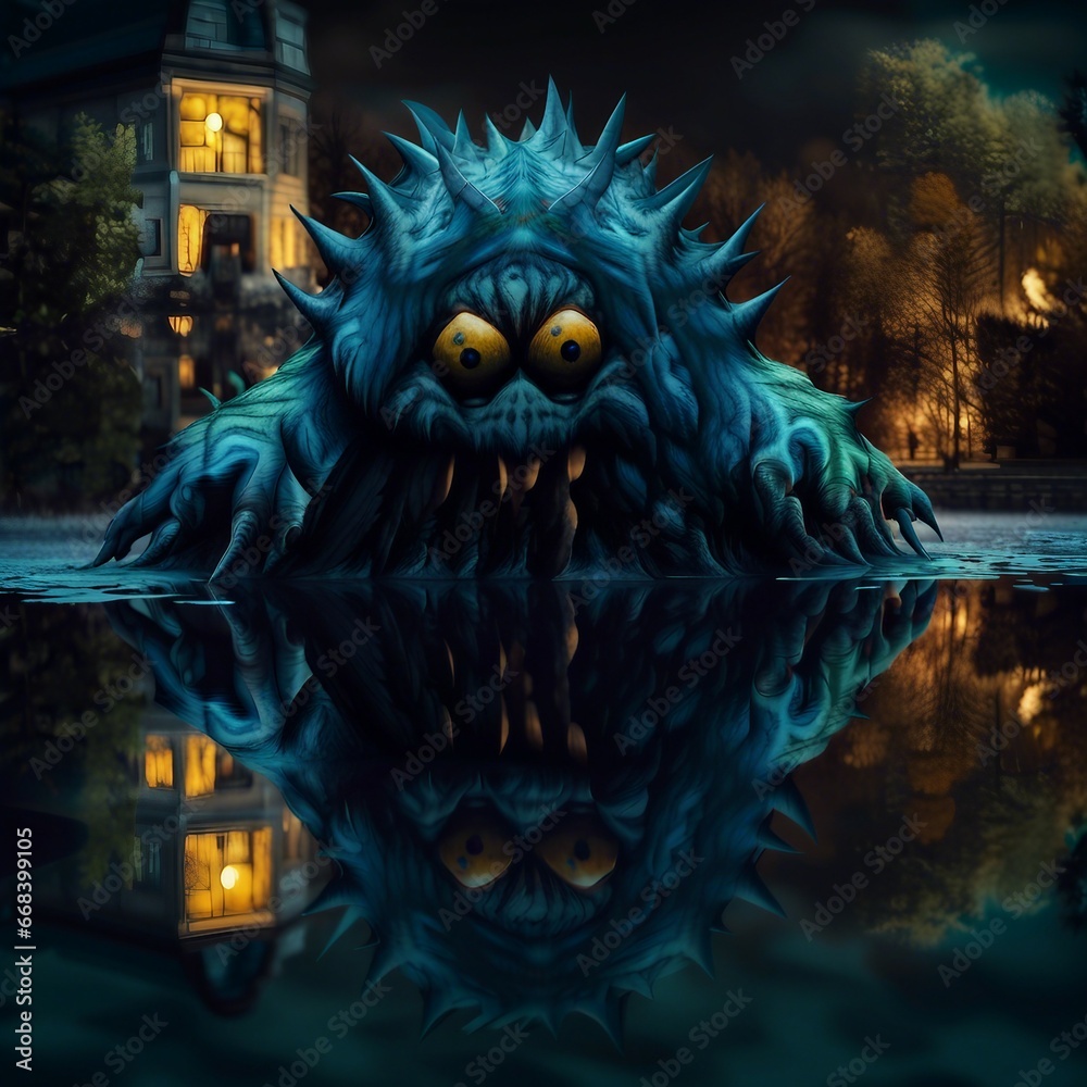 lake monster illustration background