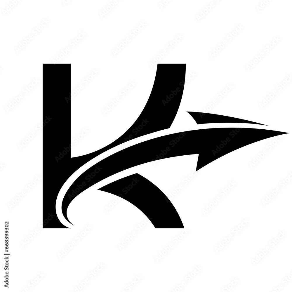 Black Uppercase Letter K Icon with an Arrow Black Uppercase Letter K Icon with an Arrow