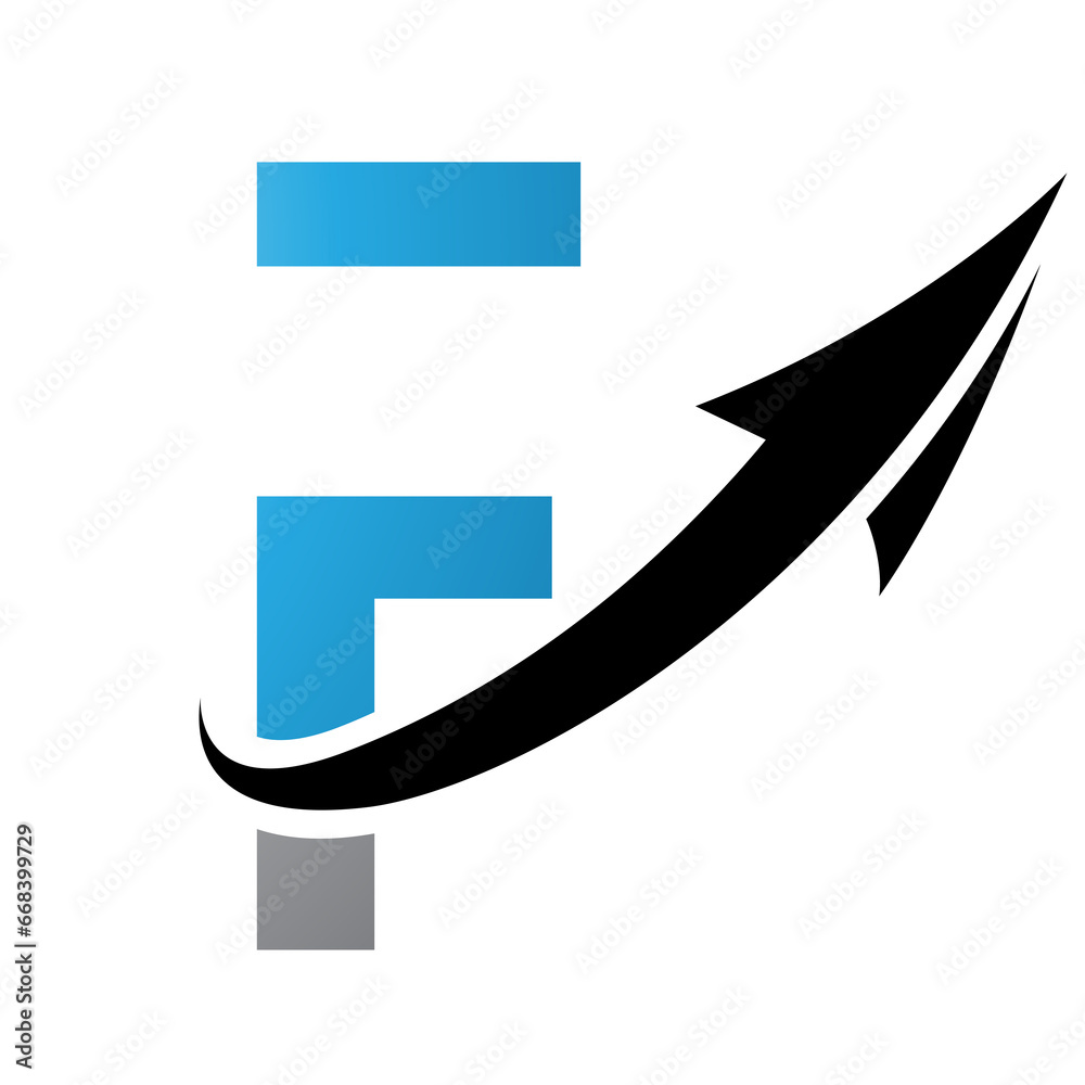 Blue and Black Futuristic Letter F Icon with an Arrow Blue and Black Futuristic Letter F Icon with an Arrow