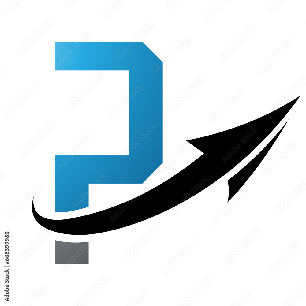 Blue and Black Futuristic Letter P Icon with an Arrow Blue and Black Futuristic Letter P Icon with an Arrow