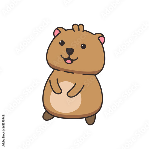 Cute cartoon quokka isolated on white background. Vector illustration for your design