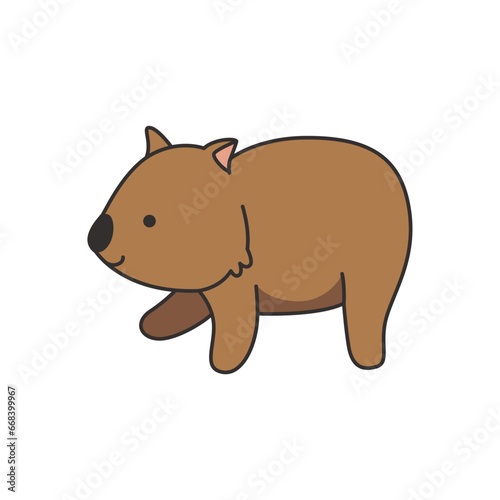 Cute wombat cartoon icon. Animal theme. Isolated design. Vector illustration