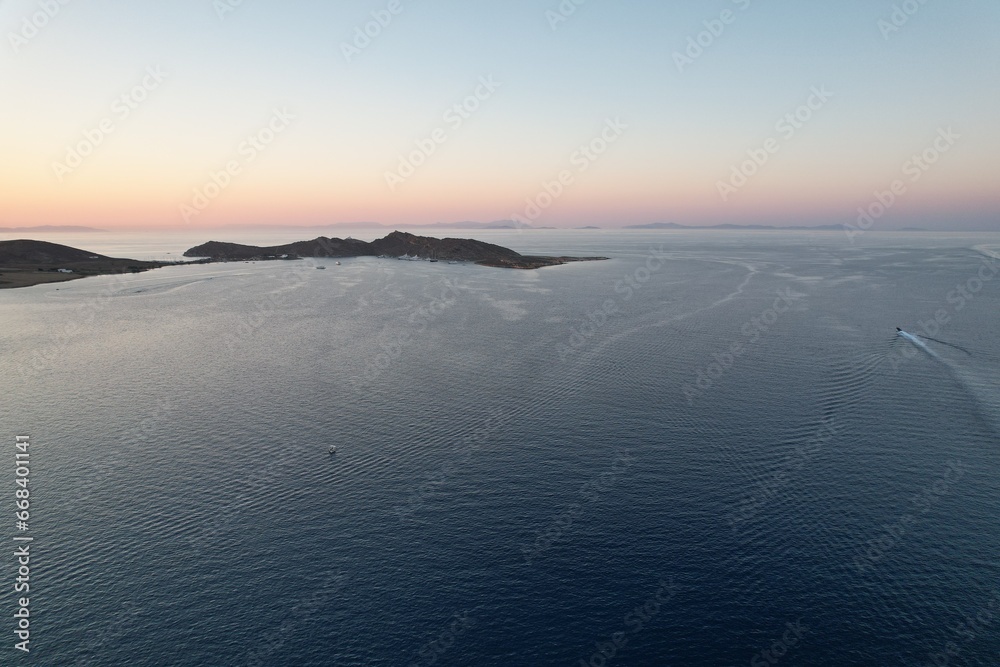 Aerial views from over the town of Naousa on the Greek Island of Paros