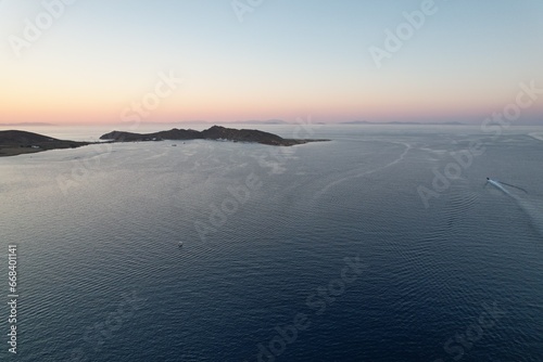 Aerial views from over the town of Naousa on the Greek Island of Paros