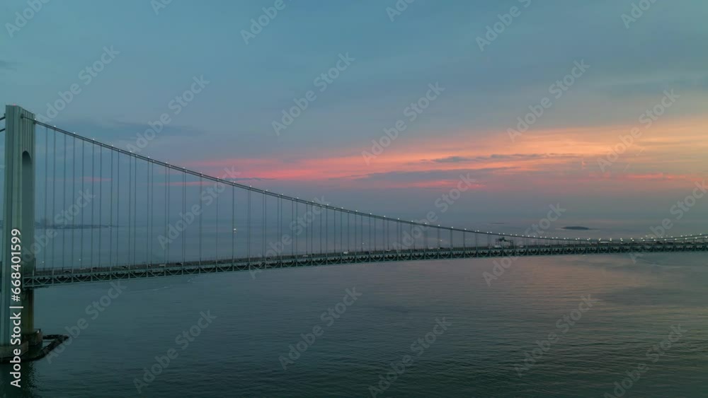 Aerial Sunset View of the Verrazano Bridge Aerial Sunset View of the Verrazano Bridge