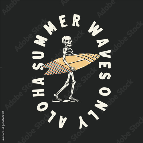 surfer illustration skull graphic tropical design waves vintage waves badge simple logo t shirt summer