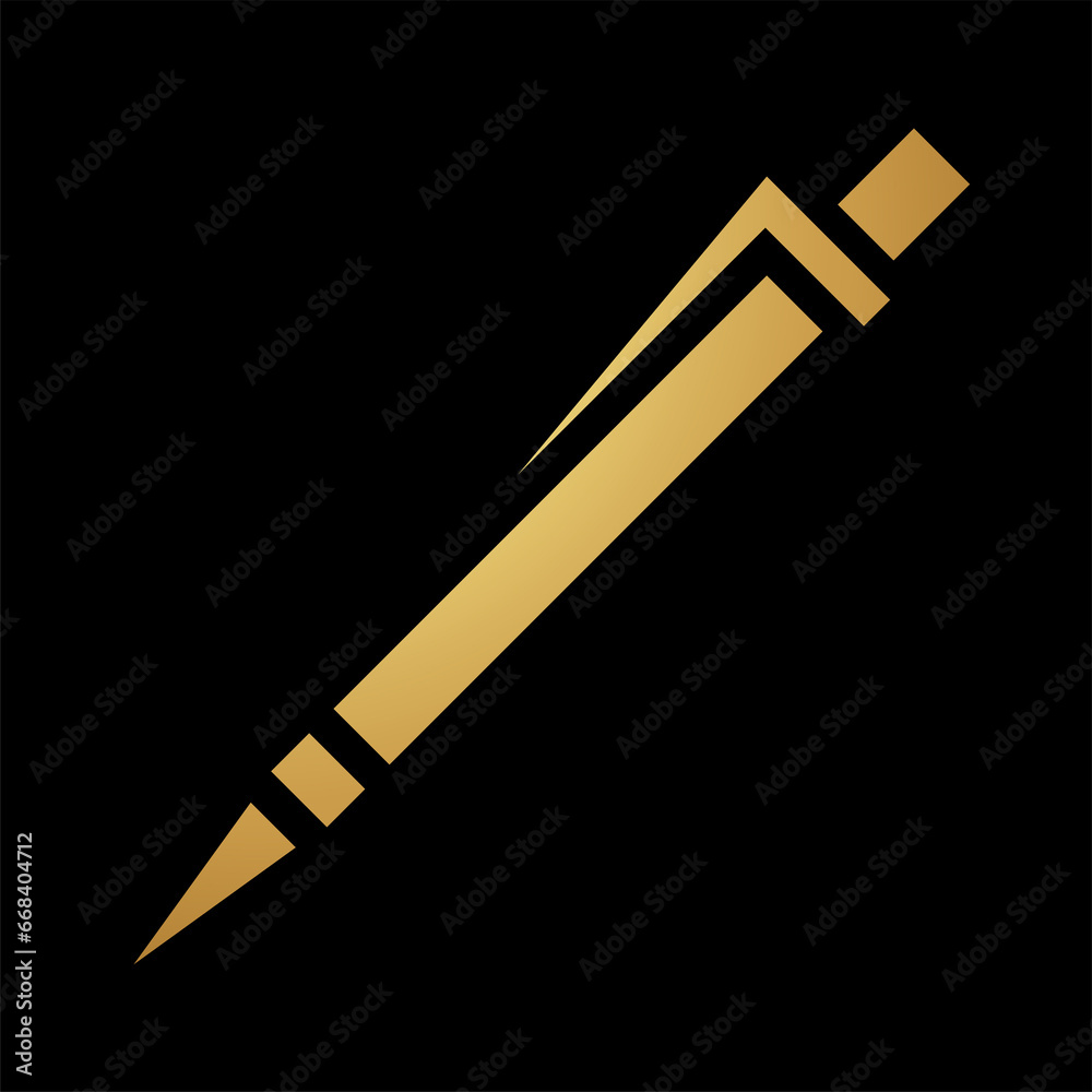 Gold Abstract Mechanical Pencil Stationery Icon Gold Abstract Mechanical Pencil Stationery Icon