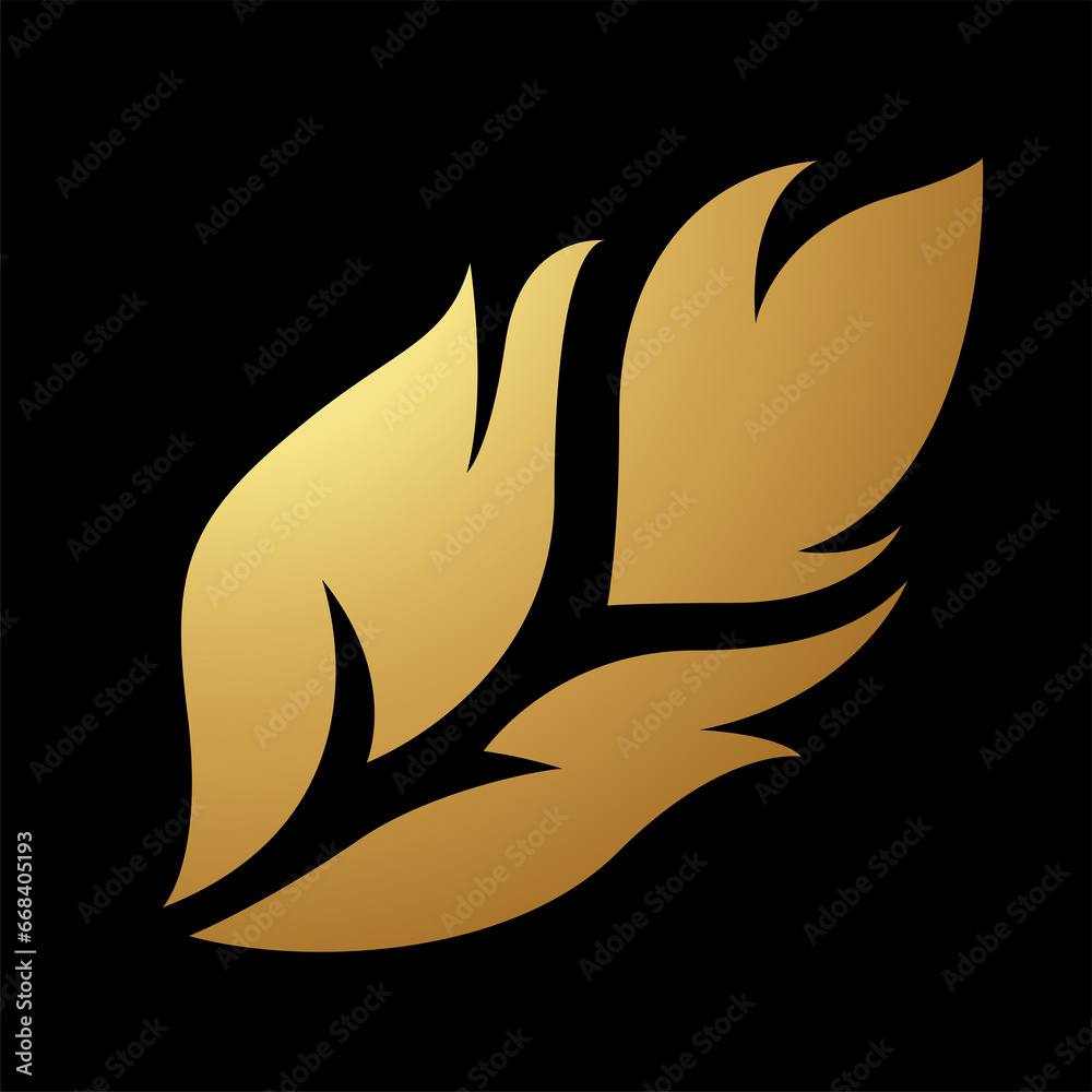 Obraz premium Gold Abstract Simplistic Feather Icon