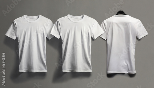 white t shirts with copy space on gray background © Mary