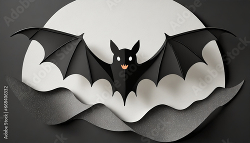 black halloween bat paper cut art ai generated png file no background