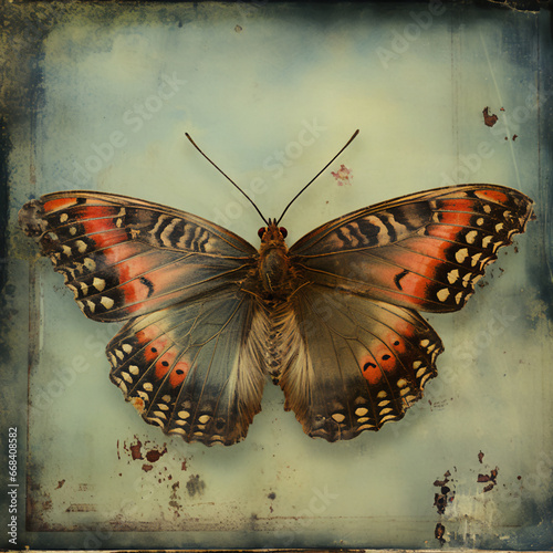 19th Century Hand-Painted Ambrotype Butterfly Photography in Ethereal Colors photo