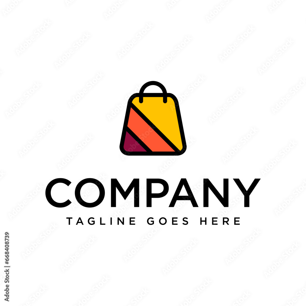 Modern E commence logo shopping bag Modern E commence logo shopping bag