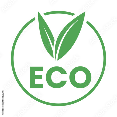 Green Eco Friendly Icon with V Shaped Leaves 10