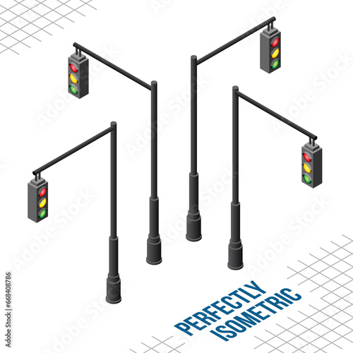 Wallpaper Mural Isometric 4 Hanging Traffic Lights Torontodigital.ca