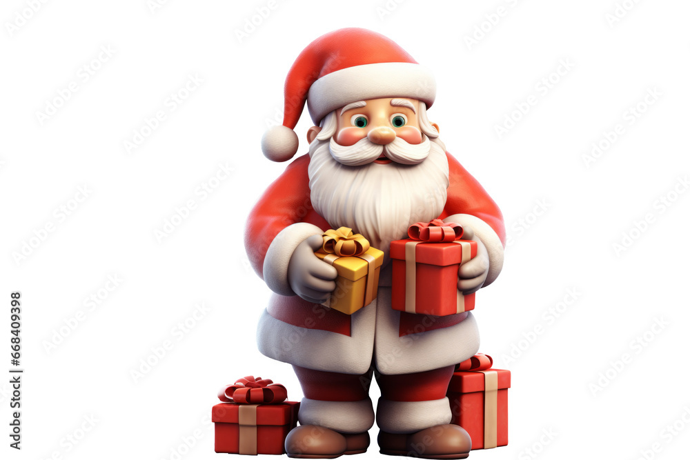 3D Santa Cartoon Character Bearing Gifts