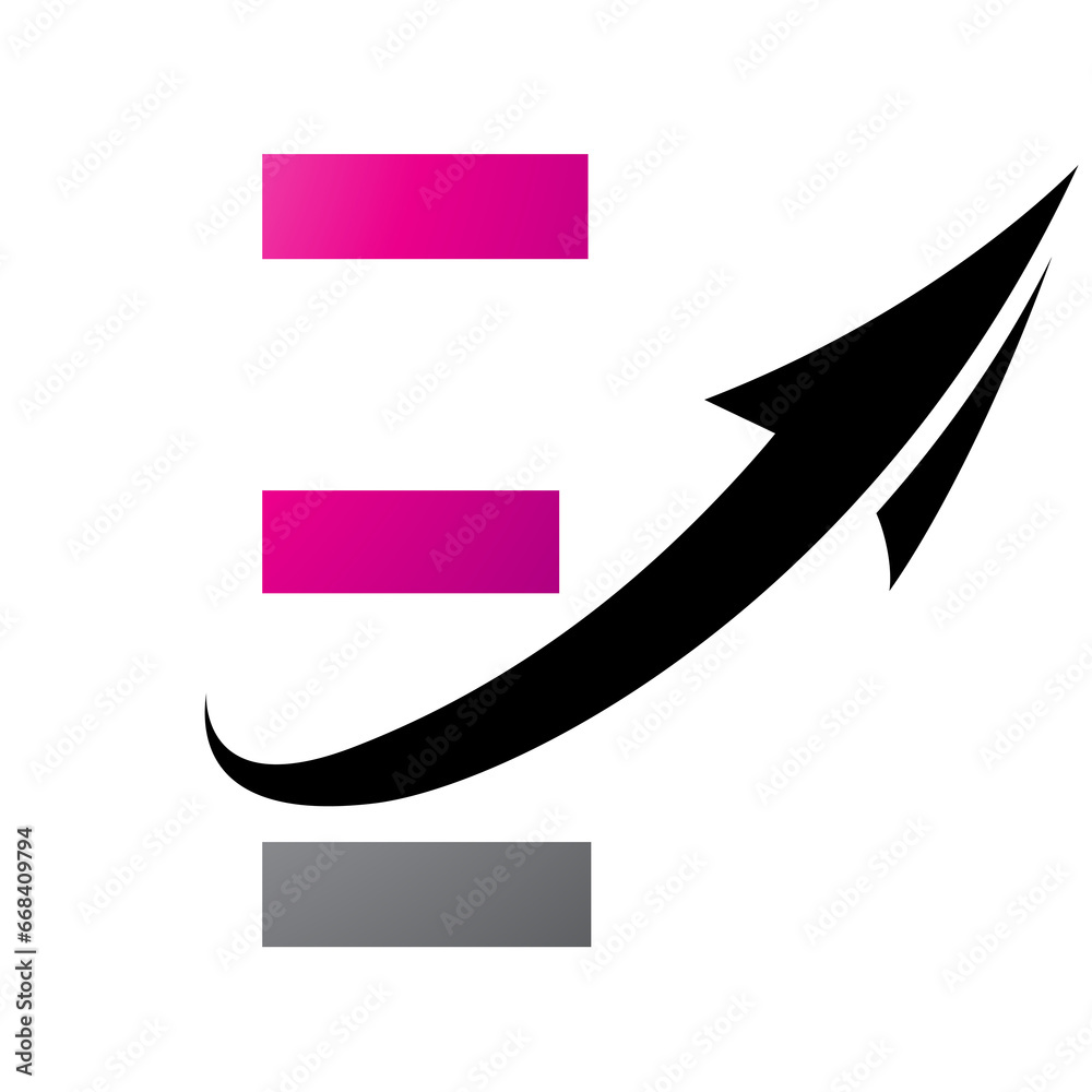 Magenta and Black Futuristic Letter E Icon with an Arrow Magenta and Black Futuristic Letter E Icon with an Arrow