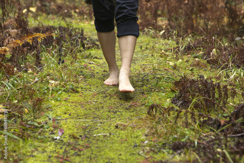 Strolling barefooted on a nature trail. © Gregory Johnston