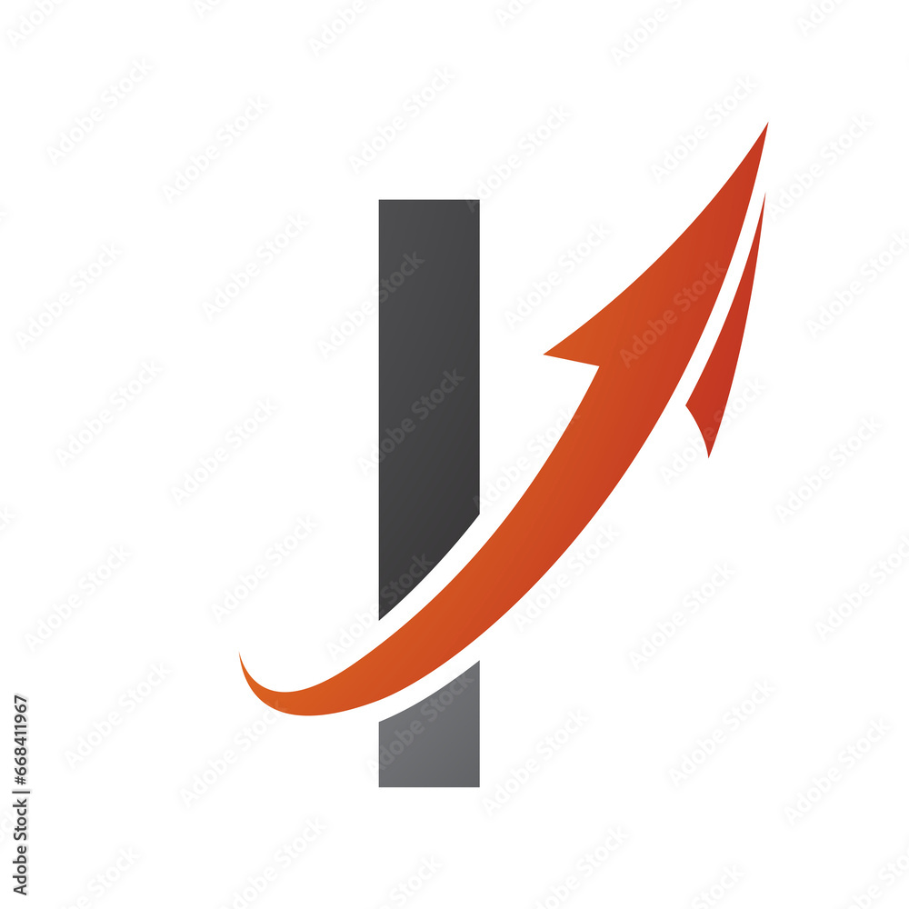 Orange and Black Uppercase Letter I Icon with an Arrow Orange and Black Uppercase Letter I Icon with an Arrow