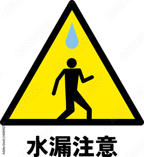 頭上注意・雨漏り・水漏れの標識のアイコンセット