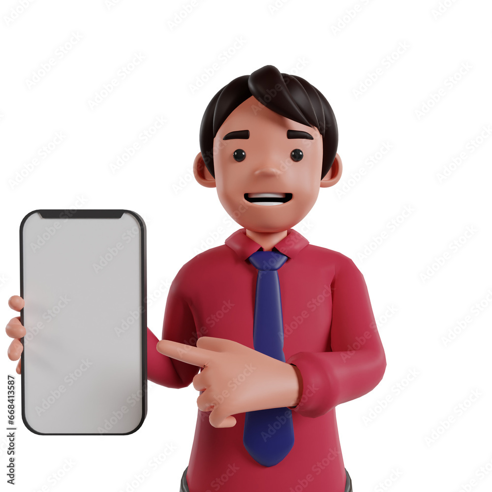 A person holding a smartphone 3d render, suitable for promotion material.