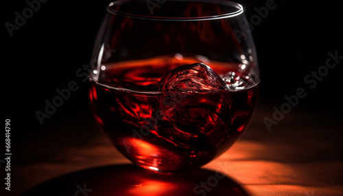 Luxury drink establishment serves elegant whiskey in crystal wineglass generated by AI