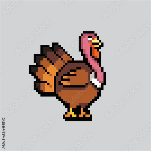 Pixel art illustration Turkey. Pixelated Turkey. Turkey farm pixelated for the pixel art game and icon for website and video game. old school retro.