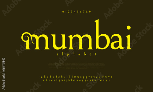 Mumbai creative modern urban alphabet font. Digital abstract moslem, futuristic, fashion, sport, minimal technology typography. Simple numeric vector illustration