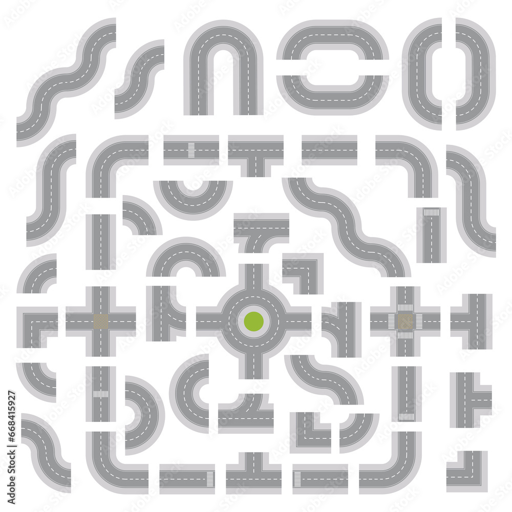 Obraz premium Top Down Light Grey Road Building Kit