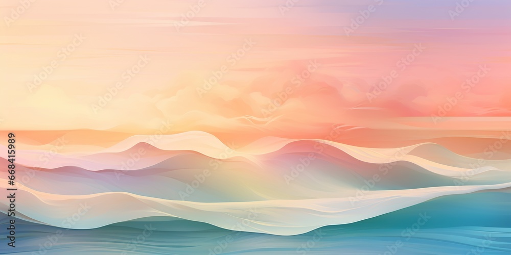Surreal Dreamland in Pastel Hues: An abstract representation of a dreamlike landscape with pastel coloration, providing space in the middle for your advertising text , abstract wallpaper background