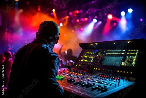 A sound engineer mixing live audio at a music concert. © Lucija