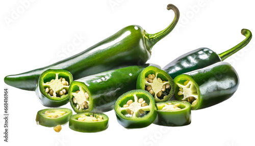 Wallpaper Mural green chili peppers/whole /sliced/half/ isolated over on a Transparent backgrounds  Torontodigital.ca