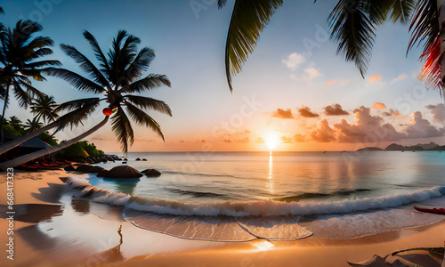 Paradise Sunset on the beach.  photo