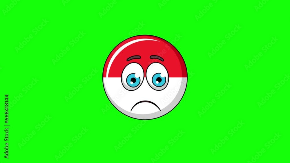 Frowning face animation of flag of indonesia emoticon emoji
