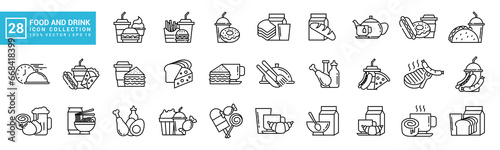 Food and drink icon collection, breakfast, delicious, nutritious, editable and resizable vector icons EPS 10.	