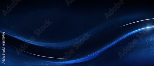 Abstract blue shiny wave with blue glitter sparkles on plain black background from Generative AI