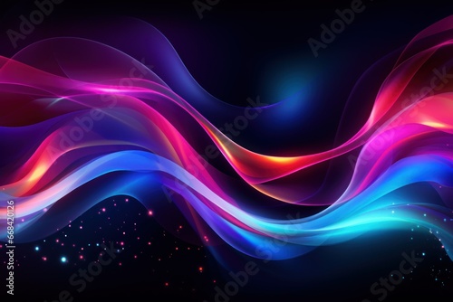 Cosmic background with abstract, swirling neon vortexes.