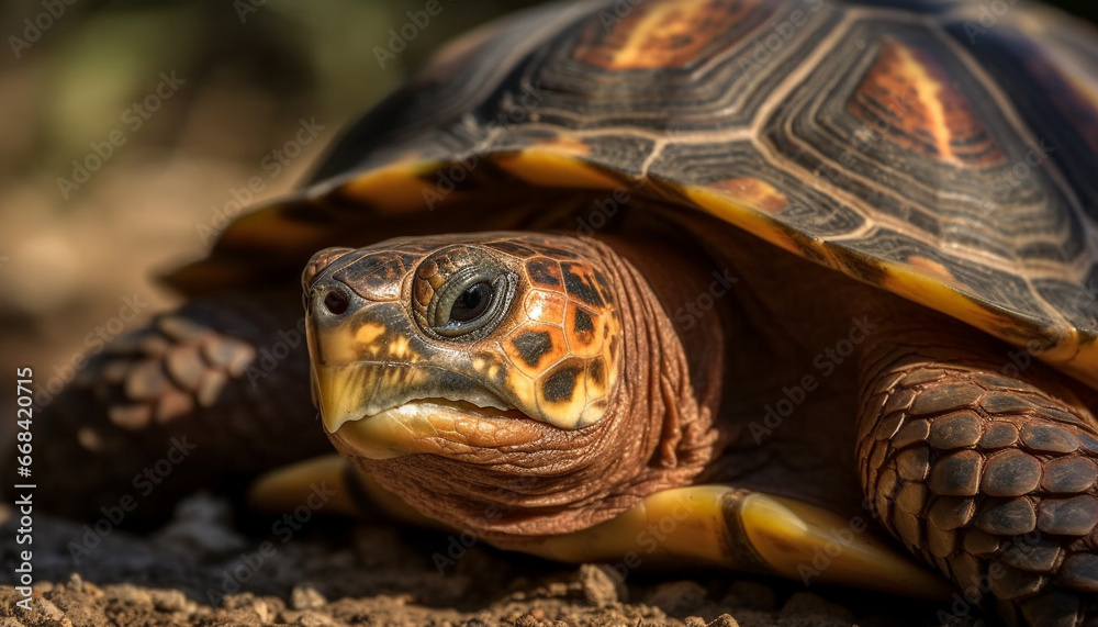 Cute turtle crawling, slow and steady, in nature wild generated by AI Cute turtle crawling, slow and steady, in nature wild generated by AI